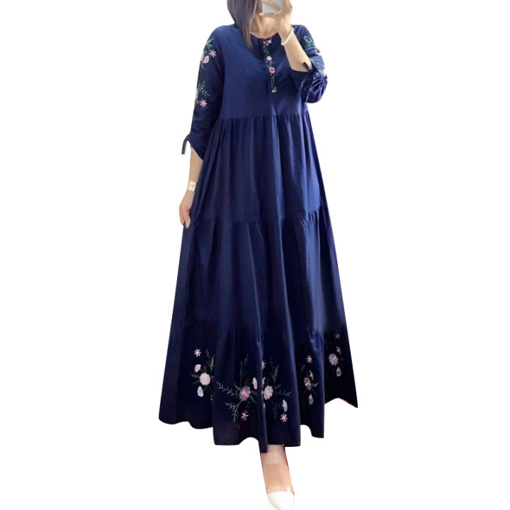 ZANZEA%20Elegant%20Floral%20Printed%20Muslim%20Dress%20Female%20Fashion%20Abaya%20Kaftan%20Sundress%20Woman%20Casual%20Ruffles%20Hem%20Maxi%20Robe%20Oversized%20-%20Image%207