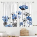 Kitchen curtains, gray, floral color, above sink, small window treatment, bathroom treatment short curtains, 27.5 x 39 inch. 