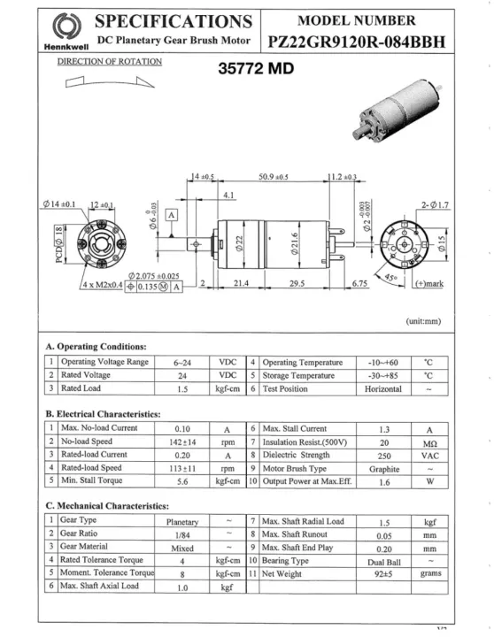 12V-24V%20142rpm%20Metallic%20DC%20GEAR%20Motor%20Original%20HENNKWELL%20Powerful%20Gear%20Motor%20-%20Image%204