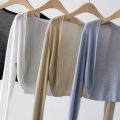 Short Ice Silk Knitted Sun Protection Cardigan Women's Thin Summer Suspender Skirt Layered Gauze Jacket Air-conditioned Cover Up. 
