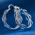 1 Pair 925 Sterling Silver 27mm Multi-Tiered Round Delicate Hoop Earrings for Women Party Gift Accessories Fashion Jewelry.