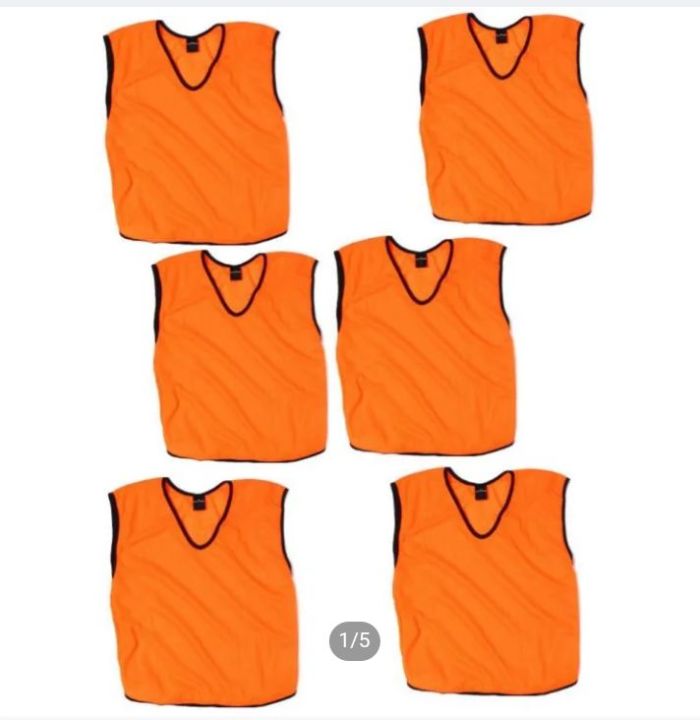 Football bibs Pack of 6 - Vest in Mesh For Football Training - Multicolour Not Plain Something print on vest