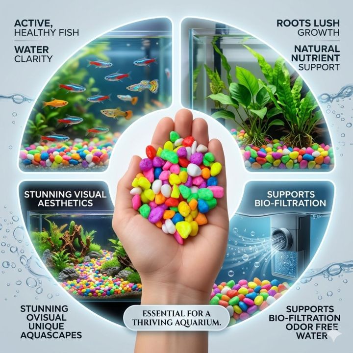 Aquarium Gravel Multicolor Medium Stones for Fish Tank Pond Colour ...
