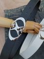 Stylish Oval Cross Metal Buckle Belt - Durable, Simple, and Universally Compatible - Unisex Gift Idea for Men and Women. 