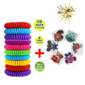 Waterproof DEET Free Citronella Mosquito Wristband Bracelets 10 Pack with 6 Patches for Kids Adults Outdoor and Indoor. 