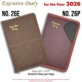 Standard Executive Diary for year 2026 Size (8.5" x 5.5") with double date per page. 