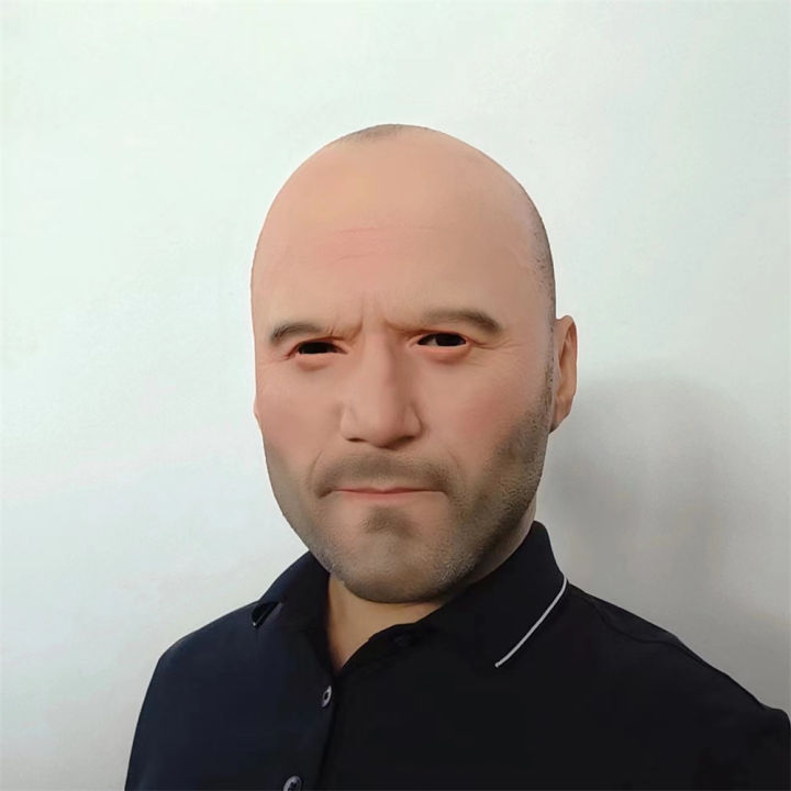 Jason Statham Mask Movie Cosplay Costume Full Head Latex Mask Halloween Carnival Party Bald Man Head Cover Prank Realistic Props