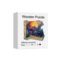 Wooden Puzzle for Adults - the Train in the Book Puzzle, Unique Shape Wooden Jigsaw Puzzles, Modern Art Home Decor. 