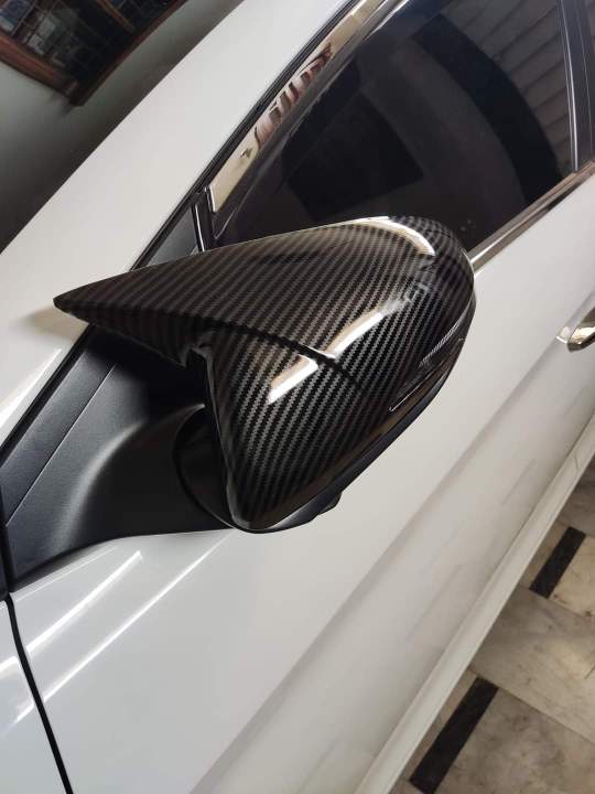 Hyundai Elantra Side Mirror Batman Style Carbon Fiber Covers with Double Tape Premium Quality Imported 2 Pcs Set