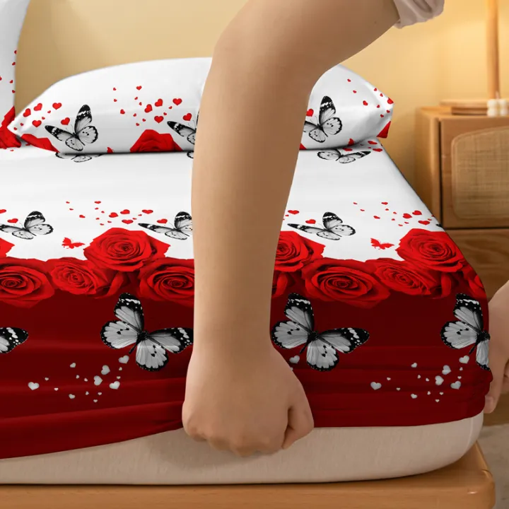 1%20Piece%20of%20Floral%20and%20Butterfly%20Sing%20Pattern%20Frosted%20Bedsheet,%20Bedroom%20Printed%20Bedspread,%20Bedding%20(Excluding%20Pillowcases)%20-%20Image%204