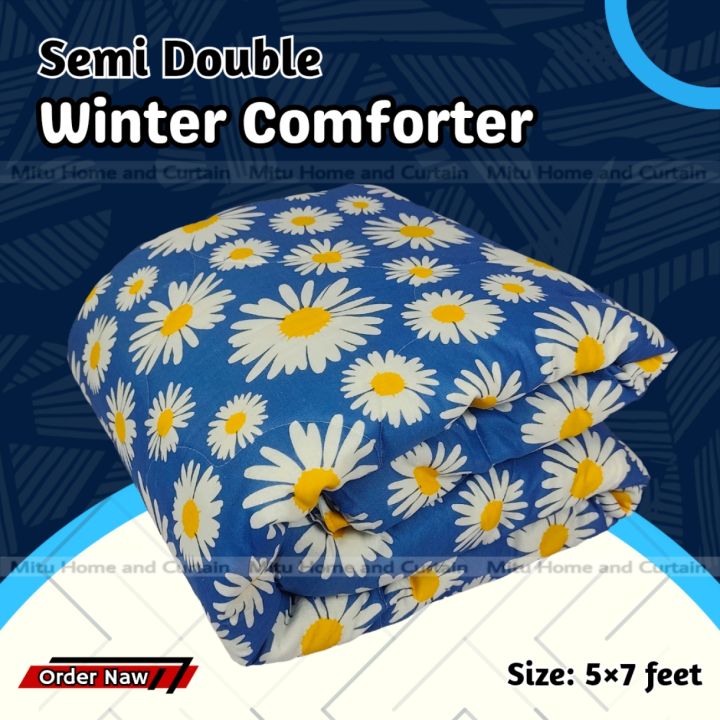 Comforter for Winter Semi double size Exclusive Comforter with full cotton fabric 60*84 inch European cube style (1pcs Box) White , Red , Pink , Blue