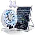 Solar Fan light Solar Powered AC DC Rechargeable Solar Fan with Solar Panel and LED Bulb light for Outdoor  LED Camping Lights. 