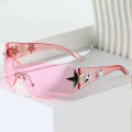 Star Wrap Around Decorative Large Frame Fashion Sunglasses Ladies Y2K Style Cool Summer Party Glasses Men.
