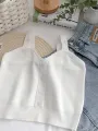 HELIAR Women Button Up Crop Tops Cute Knitted Soft Beach Outwear Tank Tops For Women 2024 Summer Plain Tops. 
