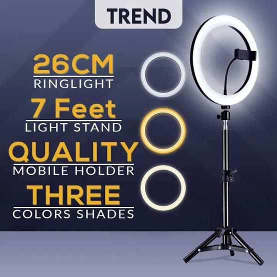 26cm ringlight led 7 feet tripot stand & mobile phone holder 26cm