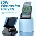 30W Wireless Charger Pad Stand Desktop Ultra-thin Mobile Phone Fast Charging Dock Station For iPhone 15 14 13 12 Samsung Xiaomi. 