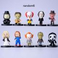 10PCS Horror Icon Action Character Statue Set, Chaqi Jason Voorhees Freddy Krueger Pennywise It, Horror Model Toy for Halloween. 