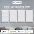 Manhot Matter WiFi Smart Wall Light Switch 1 2 3 4 Gangs with Neutral Wire Push  Physical Light Switches work with Homekit App lightify. 