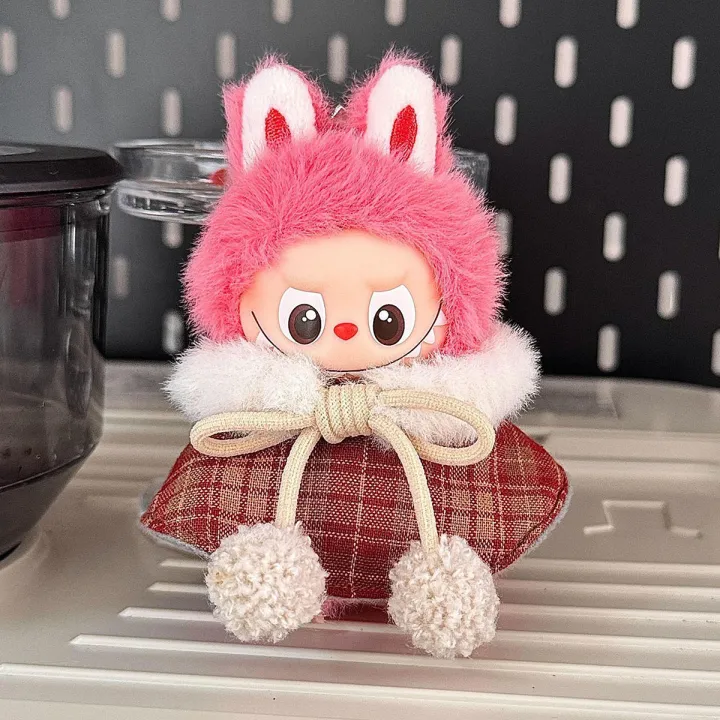 Plush%20Doll's%20Clothes%20for%20Mini%20Labubu%204.0%20for%20Love%20Series%20Christmas%20Clothes%20Classic%20Grid%20Dress%20Cloak%20Set%20Clothing%20-%20Image%204