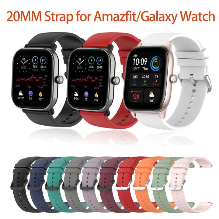 20mm Silicone Strap For Amazfit Bip 3 Pro/S Lite/U Pro/GTR 42mm Correa /GTS 4 Mini/2 2E 3 Wristband Bracelet/Galaxy Watch 6 5 4