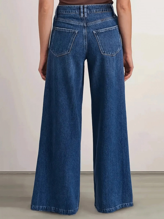 "Women%E2%80%99s%20Deep%20Blue%20Wide%20Leg%20Jeans%20-%20Stylish%20Denim%20Trousers%20for%20Comfort%20and%20Versatility%20-%20Image%203