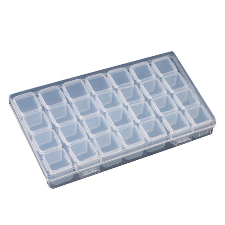 28 Grid Nail Diamond Box Plastic Empty Box Mini Detachable Decoration Pearl Small Rivet Semi Transparent Storage Box