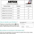 Arteck Microsoft Surface Pro Type Cover, Ultra-Slim Portable Bluetooth Wireless Keyboard with Touchpad Built-in Rechargeable Battery. 