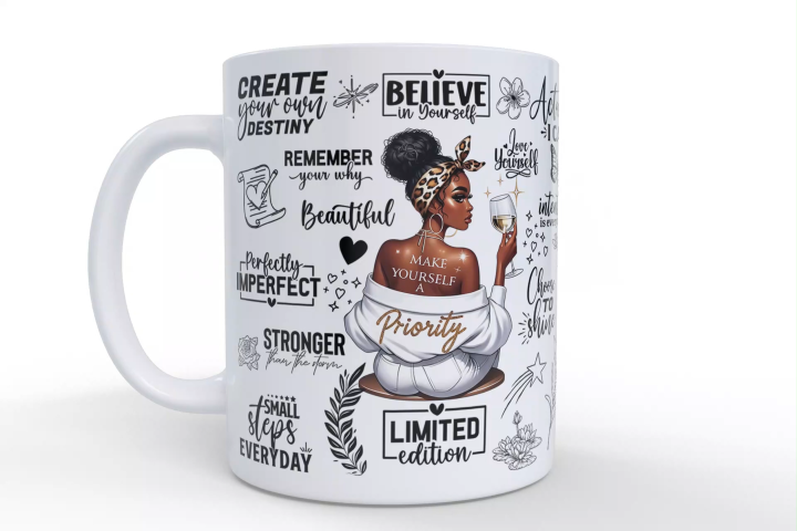 Believe in yourself mug, Motivational coffee cup for women, Daily affirmations mug, Make yourself a priority black women mug, Mug for girl, Gift for girl, Mugs for girls, Inspirational mug, Positive quotes, Good morning coffee mug
