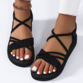 Women's fashion trend anti-slip wear comfortable soft soled bright sandals with belt. 