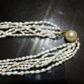 Vintage freshwater rice pearls necklace. Multi-strands freshwater pearl.... 