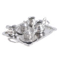 10Pcs/Set Dollhouse Miniature Silver Metal Tea Coffee Tray Tableware Set For Dollhouse Decoration.