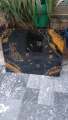 Customized resin screenry clock nikha engagement plates. 