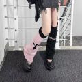 1 pair of punk cute y2k reversible women's calf pile socks for autumn and winter, funny and warm wide knit jk leg covers. 
