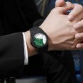 Arabic Aura Watch – Carbon Fiber Look Body with Sleek & Modern Design - White X Green. 