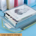 A4 Vertical Press Button Student Bag Waterproof Large Capacity Test Paper Storage Classification Transparent Seven Colors Choice. 