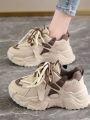 Women's Beige Samba Style Sneakers | Trendy Casual Lace-Up Shoes | Lightweight & Comfortable Girls Footwear. 