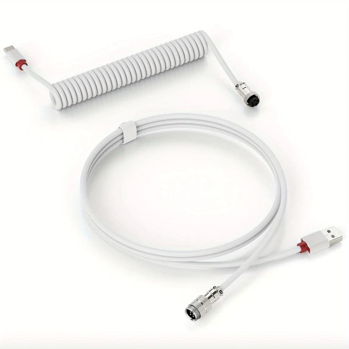 Spring Keyboard Connector Spiral Spring Coiled USB-C Cable for Mechanical Keyboards, Braided ...