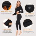Thermal Underwear Set for Women Fleece Lined Base Layer Tops Bottoms Free-cutting Seamless Crew Neck Long Sleeved Long Johns. 