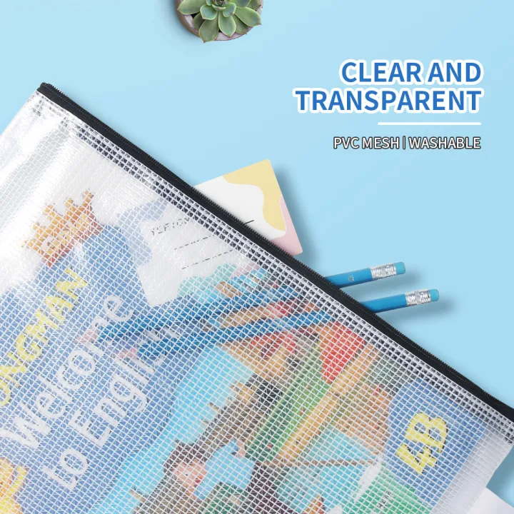 12-Piece%20Plastic%20Mesh%20Zip%20File%20Bag,%20Waterproof%20and%20Tear-Resistant%20File%20Folder,%20Multi-Size%20Zip%20File%20Bag%20for%20School%20Office%20Home%20Tr%20-%20Image%204