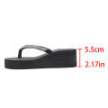 Comfort Platform Wedge Heel Flip Flops Women Summer 2026 Glitter Thick Bottom Black Sandals Plus Size Woman Beach Slippers.