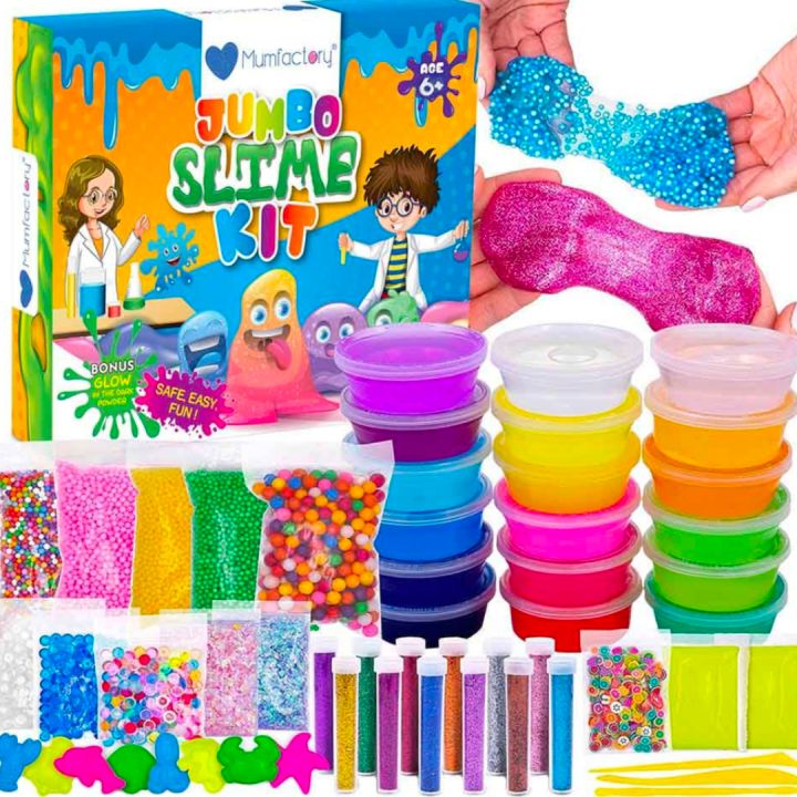 pack of 12 slime multicolor 6 glitter bottle orbeez animals and balls / foam clay icecream stick pack