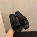 Women's Summer Outdoor Sandals Soft Bottom Flat Slippers Beach Casual Fashion Crystal Pad PVC Material Breathable Slip-On Shoes. 