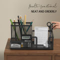 Black Mesh Desk Organizer - 3-Tier Storage with Pencil Holder & Baskets,Office Supplies Organizer for Desktop, Home & School Use.