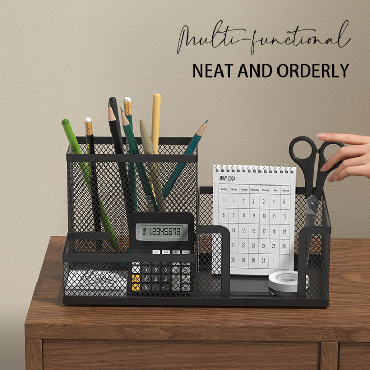 Black%20Mesh%20Desk%20Organizer%20-%203-Tier%20Storage%20with%20Pencil%20Holder%20&%20Baskets,Office%20Supplies%20Organizer%20for%20Desktop,%20Home%20&%20School%20Use%20-%20Image%205