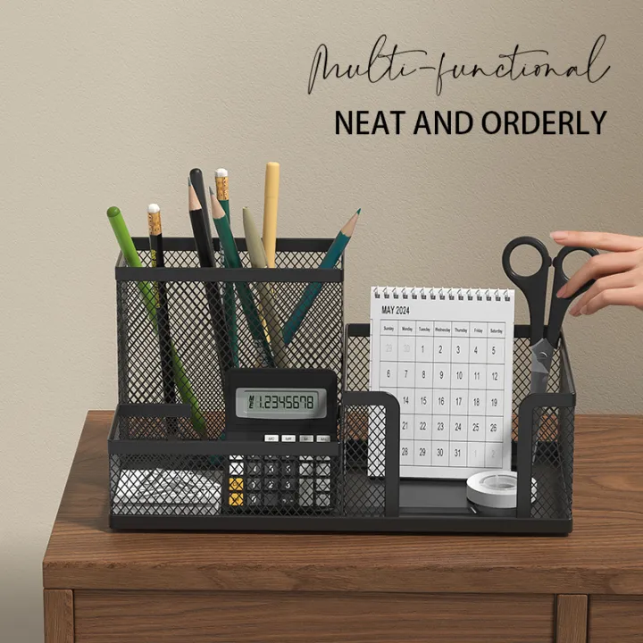 Black%20Mesh%20Desk%20Organizer%20-%203-Tier%20Storage%20with%20Pencil%20Holder%20&%20Baskets,Office%20Supplies%20Organizer%20for%20Desktop,%20Home%20&%20School%20Use%20-%20Image%205