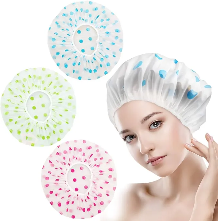 Waterproof Women's Shower Cap - Reusable Bath Cap (1 Pc, Multicolor)