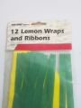 Fox run Wraps Lemon Wraps with Green Ribbons for Lemon Halves, Pack of 12 / Yellow Cotton Lemon Wrap - Green Satin Ribbon - 8 3/4" x 8 3/4". 
