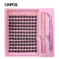 DIY eyelash kit, including glue and tweezers, 120 clusters of 3D dog eyelashes, charming big eye makeup, comfortable to wear.