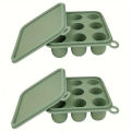 2pcs/1pc Mini-Baby Silicone Food Tray with Cover for Fruit Feeder, Teething and Feeding Tray, Breast Milk and Food Freezer Mold. 