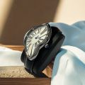 new Medieval alien watches melt and twist y2k alien ladies and men Leather strap fashion advanced ins niche design quartz watch. 